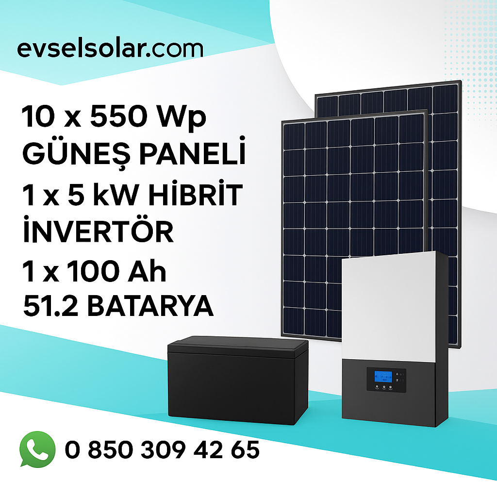 10 adet güneş paneli hibrit paket