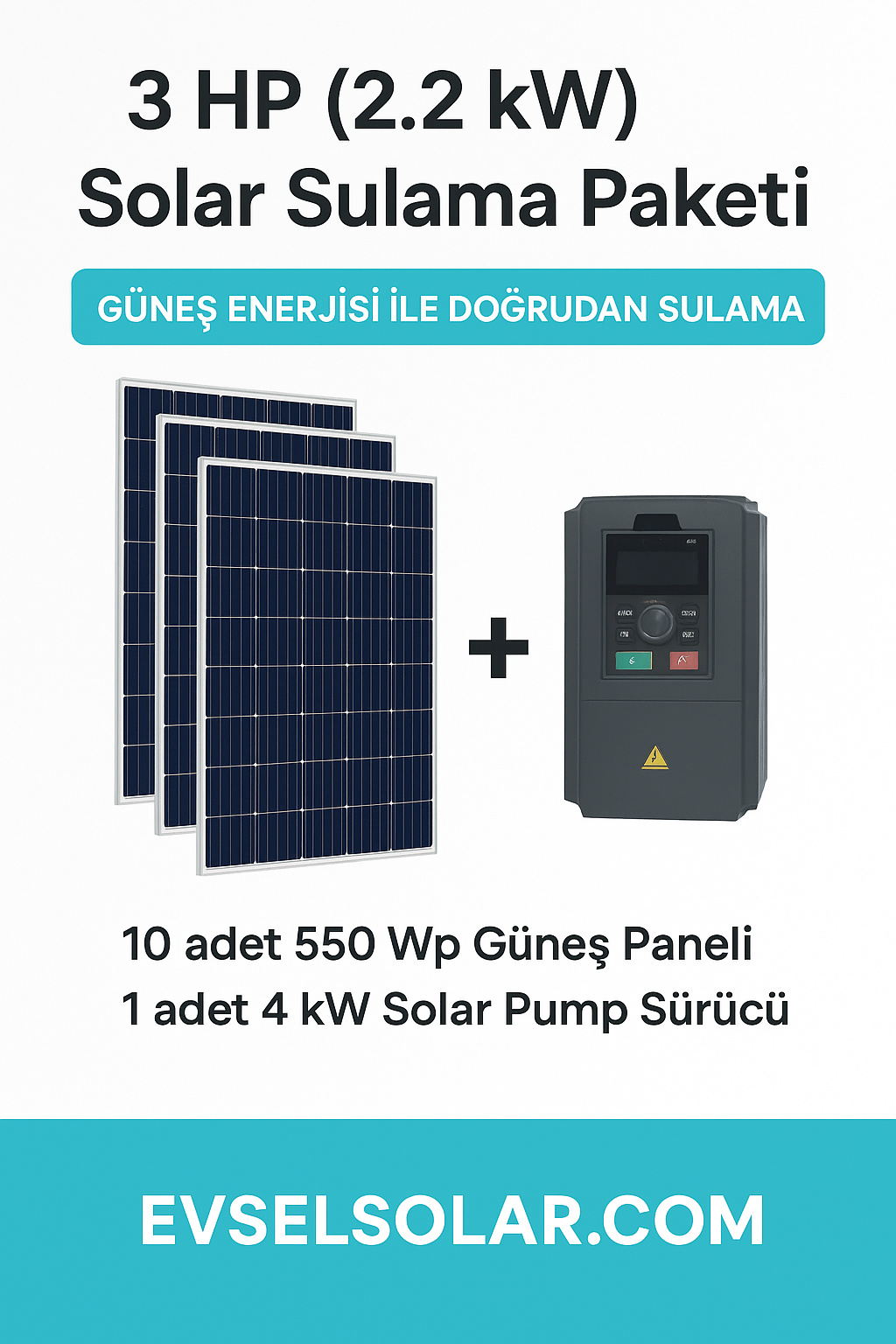 3 HP (2.2 kW) Solar Sulama Paketi