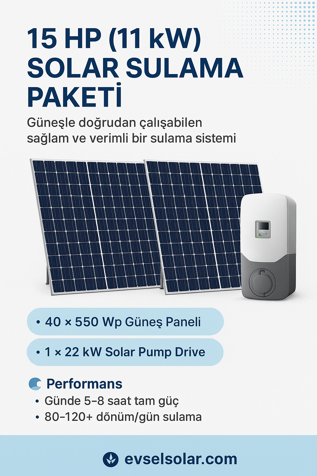 15 HP (11 kW) Solar Sulama Paketi
